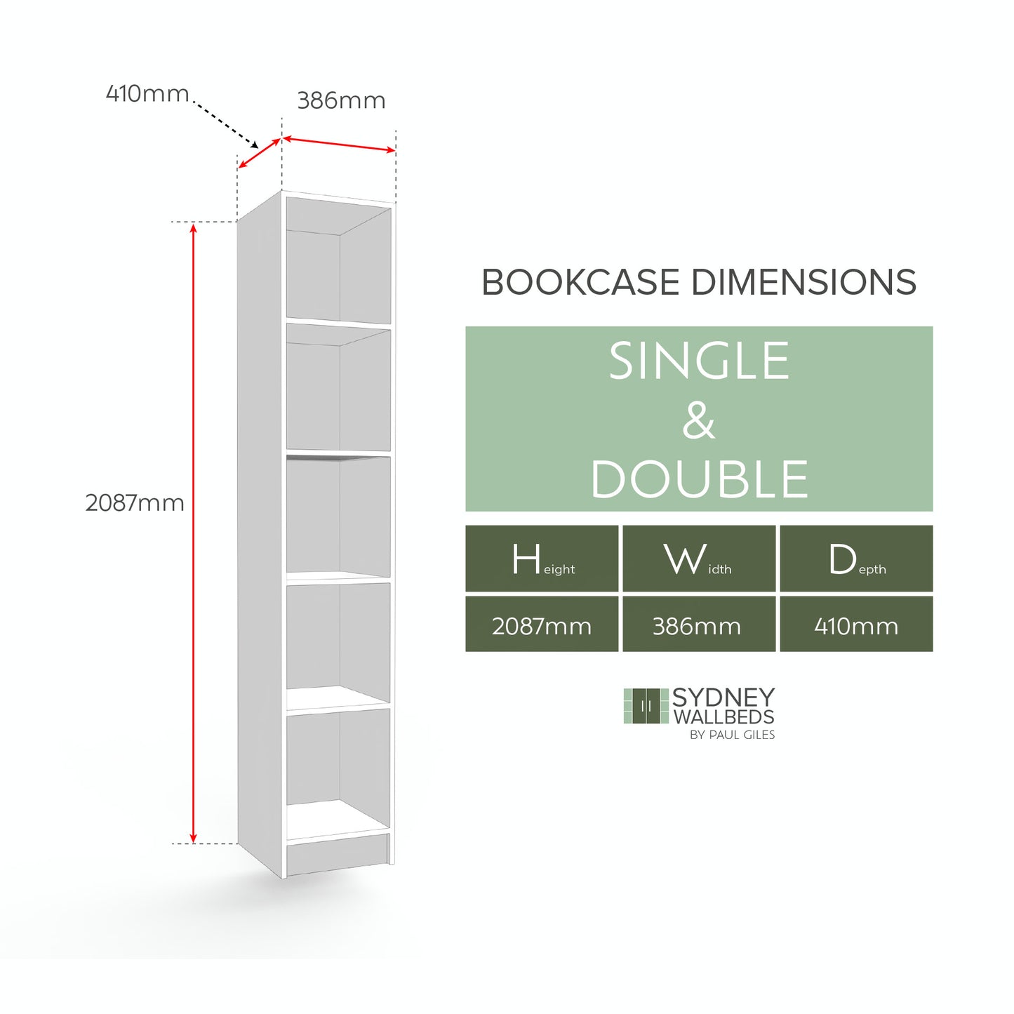 BOOKCASES - Alpha WallBed - (Premium Colour Range)